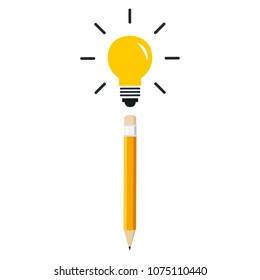 Pencil and lamp idea vector. free space for text. wallpaper. background.