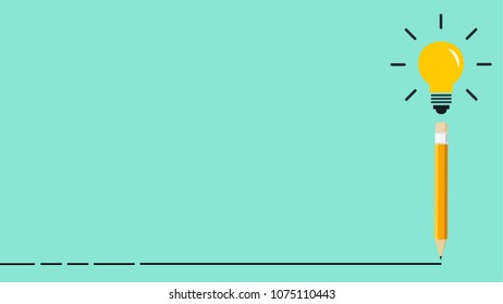 Pencil and lamp idea vector. free space for text. wallpaper. background.