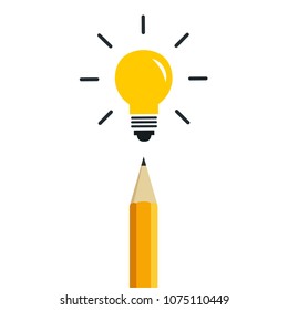 Pencil and lamp idea vector. free space for text. wallpaper. background.