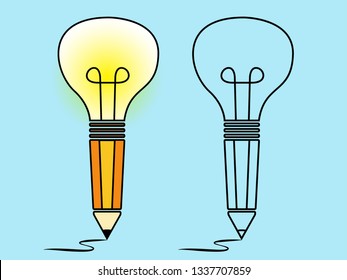 Pencil with lamp logo template