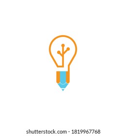 Pencil lamp logo template icon design
