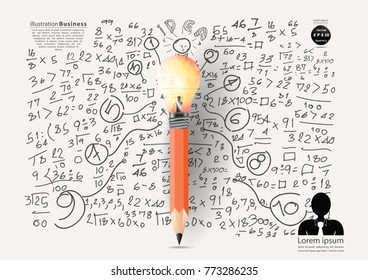 Pencil Lamp Orange  - Background plan business - modern Idea and Concept Vector illustration Business  with  icon.

