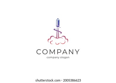 pencil launcher vector icon logo template