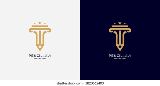 pencil law logo vector design