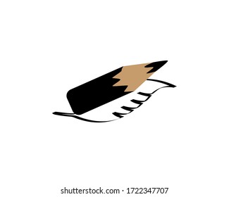 Concepto de diseño con logotipo de lápiz y hoja. Vector Creativo moderno y moderno