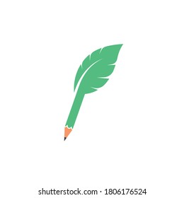 pencil leaf vector icon illustration  design