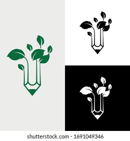 Pencil Leaf Write Natural Logo