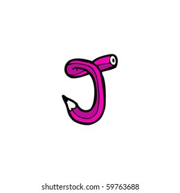 pencil letter J cartoon