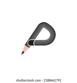 Pencil and Letter P Logo