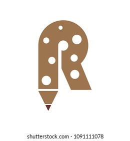 Pencil letter R vector logo template, initial letter logo for your company name