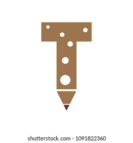 Pencil letter T vector logo template, initial letter logo for your company name