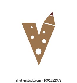 Pencil letter V vector logo template, initial letter logo for your company name