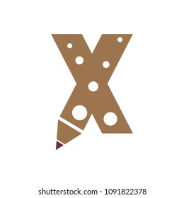Pencil letter X vector logo template, initial letter logo for your company name
