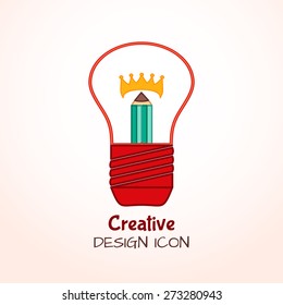 Pencil  light bulb design concept in vector format. Best idea concept creative icon for education or art.