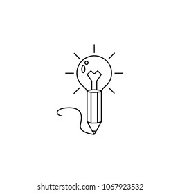 pencil and light bulb icon. Element of idea and solutions for mobile concept and web apps. Thin line  icon for website design and development, app development. Premium icon on white background