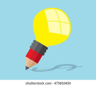 Pencil With Light Bulb Idea And Dollar Sigh Shadow