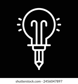 pencil with light bulb idea icon