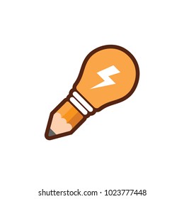 Pencil light bulb logo design