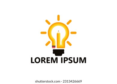Pencil light bulb logo template design vector