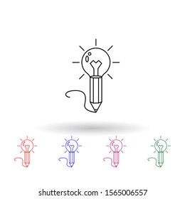 Pencil and light bulb multi color icon. Simple thin line, outline vector of idea icons for ui and ux, website or mobile application