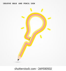 Pencil and light bulb on background. Education concept. Vector illustration
