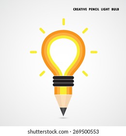 Pencil and light bulb on background. Education concept. Vector illustration