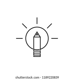 pencil light bulb thin lines art symbol vector