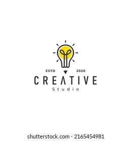 Pencil Lightbulb Lamp Bulb Logo Design Stock Vector (Royalty Free ...