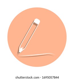 Pencil with a line badge icon. Simple glyph, flat vector of art and painting icons for ui and ux, website or mobile application