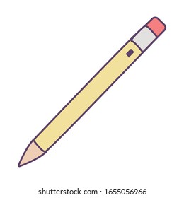 Pencil line and fill style icon design, Tool write office object instrument equipment draw art and learn theme Vector illustration