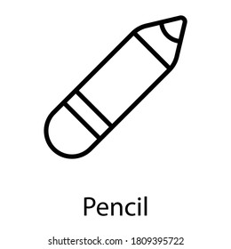 pencil line icon, black out line vector design