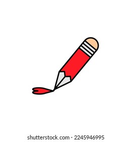 icono de la línea de lápiz. Elementos de los iconos de la ilustración del día de San Valentín. Los signos, símbolos se pueden utilizar para web, logotipo, aplicación móvil, interfaz de usuario, UX en fondo blanco