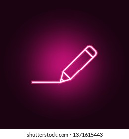 pencil with a line icon. Elements of Web in neon style icons. Simple icon for websites, web design, mobile app, info graphics