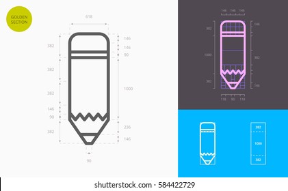 pencil line icon (golden section)