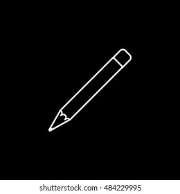 Pencil Line Icon On Black Background
