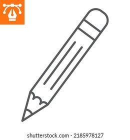 Pencil line icon , outline style icon for web site or mobile app, write and draw , pencil vector icon, simple vector illustration, vector graphics with editable strokes.