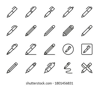 Pencil line icon set. Collection of vector symbol in trendy flat style on white background. Web sings for design.