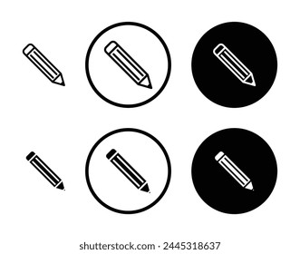 Pencil line icon set. Draw crayons line icon. Graphite sharp student pencil sign suitable for apps and websites UI designs.