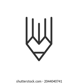 Pencil line icon, sign or symbol. Premium pictogram in trendy outline style. Pencil pixel perfect vector icon isolated on a white background.