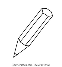 Pencil line icon. Vector outline doodle illustration isolated on white