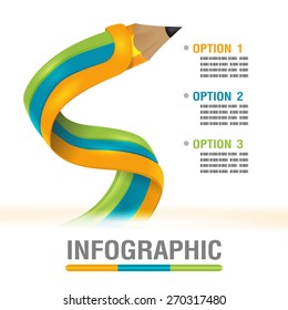 Pencil Line Info Graphic Color Vector