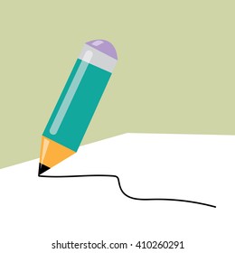 Pencil with line on white paper-vector