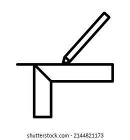 Línea De Lápiz Con Icono De Escala. Diseño de contorno negrita con ancho de trazo editable. Ilustración vectorial.