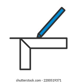 Pencil Line With Scale Icon. Editable Bold Outline With Color Fill Design. Vector Illustration.