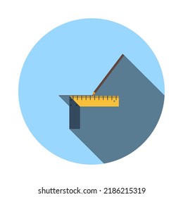 Pencil line with scale icon. Flat color design. Vector illustration.