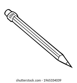 pencil line vector illustration,
isolated on white background.top view