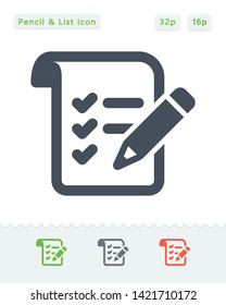 Pencil & List - Sticker Icons. A professional, pixel aligned icon.