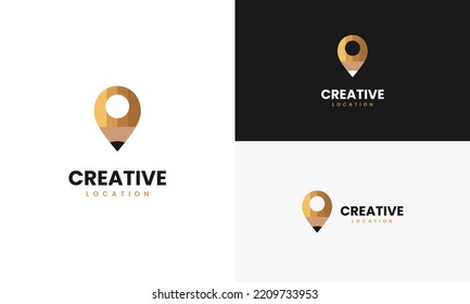 pencil location logo design. pencil combine with map pointer logo concept