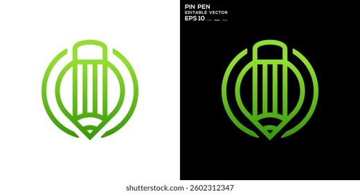 Pencil location logo. Map, pin, creative, education. Icon symbol design template EPS 10.	
