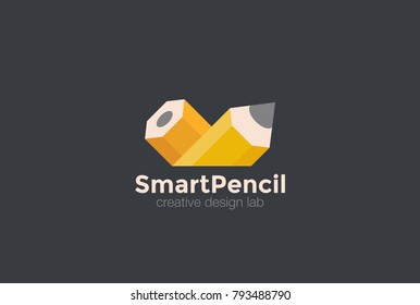 Pencil Logo abstract vector template. Creative Art Design Studio Logotype concept.